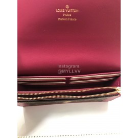 Louis Vuitton Flore Canvas Leather Flower Shape Buckle Chain Bag Accessory Wallet Fuchsia M67405