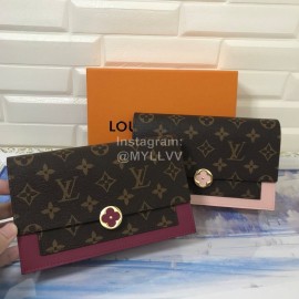 Louis Vuitton Flore Canvas Leather Flower Shape Buckle Chain Bag Accessory Wallet Fuchsia M67405