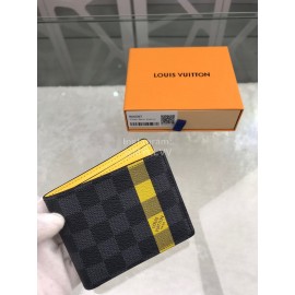 Louis Vuitton Damier Canvas Check Yellow Lining Short Wallets N60087