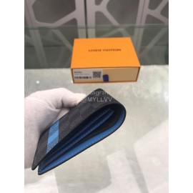 Louis Vuitton Damier Canvas Check Blue Lining Short Wallets N60086