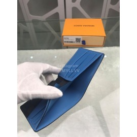 Louis Vuitton Damier Canvas Check Blue Lining Short Wallets N60086