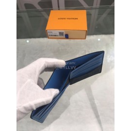 Louis Vuitton Damier Canvas Check Blue Lining Short Wallets N60086