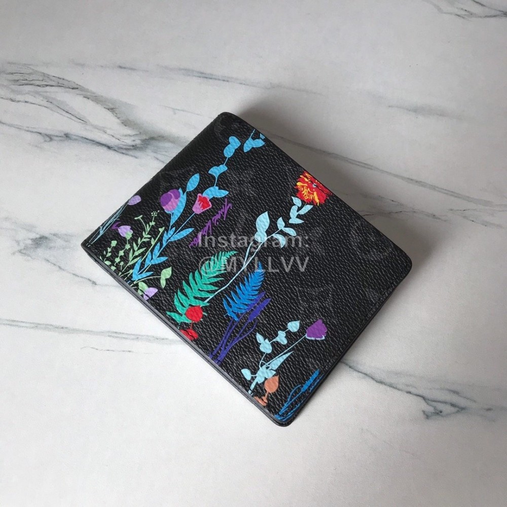Louis Vuitton 2020 Flowers Series Short Wallets Black M60895