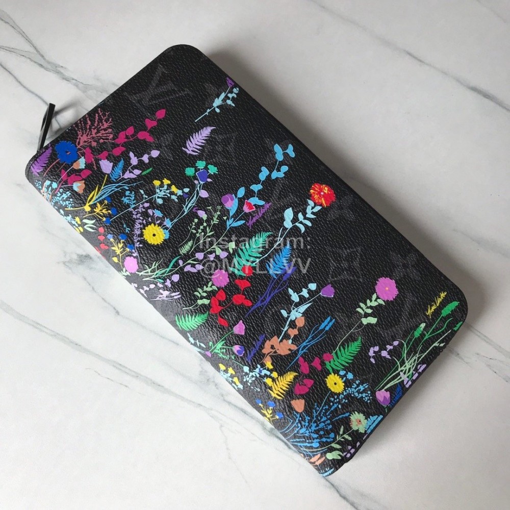 Louis Vuitton 2020 Flower Series Zipper Around Long Wallets Black M60017