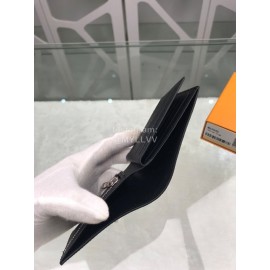 Louis Vuitton Amerigo Classic Style Grained Leather Short Wallets Black M62045