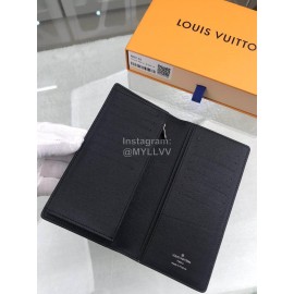 Louis Vuitton Brazza Canvas Checkerboard Digital Style Long Wallets Blue N60162