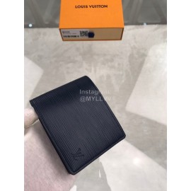 Louis Vuitton Exquisite Leather Water Ripple Short Wallets Blue M60628