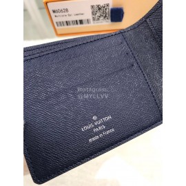 Louis Vuitton Exquisite Leather Water Ripple Short Wallets Blue M60628