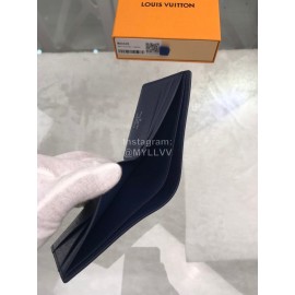 Louis Vuitton Exquisite Leather Water Ripple Short Wallets Blue M60628