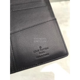 Louis Vuitton Classic Cowhide Grid Zipper Around Long Wallets Black N63010