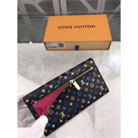 Louis Vuitton Black Tricolor Leather Gold Press Lock Long Wallets M93738