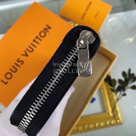 Louis Vuitton Zippy Vertical Canvas Stitching Leather Zipper Around Long Wallets Blue M30447