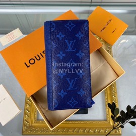 Louis Vuitton Discovery Pochette Canvas Stitching Leather Long Wallets Blue M30447