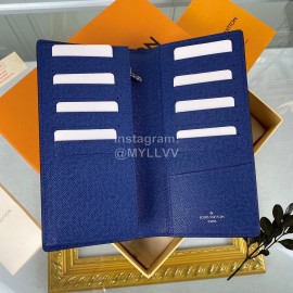 Louis Vuitton Discovery Pochette Canvas Stitching Leather Long Wallets Blue M30447