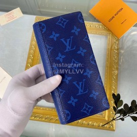 Louis Vuitton Discovery Pochette Canvas Stitching Leather Long Wallets Blue M30447