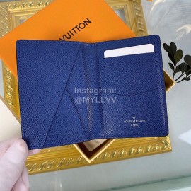 Louis Vuitton Canvas Stitching Leather Card Case Blue M30301