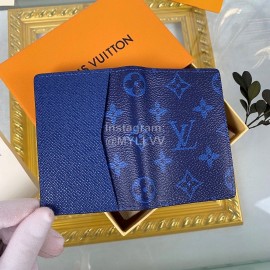 Louis Vuitton Canvas Stitching Leather Card Case Blue M30301