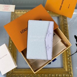 Louis Vuitton Canvas Stitching Leather Card Case Gray M30315