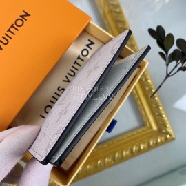 Louis Vuitton Canvas Stitching Leather Card Case Gray M30315