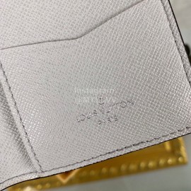 Louis Vuitton Canvas Stitching Leather Card Case Gray M30315