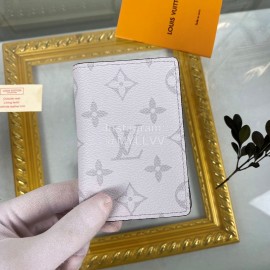 Louis Vuitton Canvas Stitching Leather Card Case Gray M30315