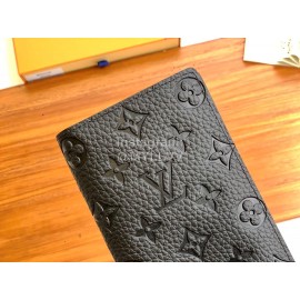 Louis Vuitton Brazza Leather Embossed Long Wallets Black M69038