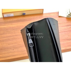 Louis Vuitton Brazza Leather Embossed Long Wallets Black M69038