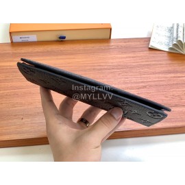 Louis Vuitton Brazza Leather Embossed Long Wallets Black M69038