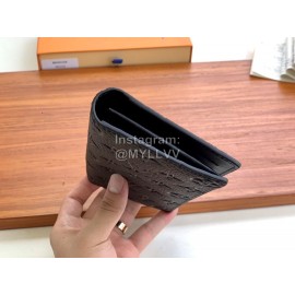 Louis Vuitton Brazza Leather Embossed Long Wallets Black M69038