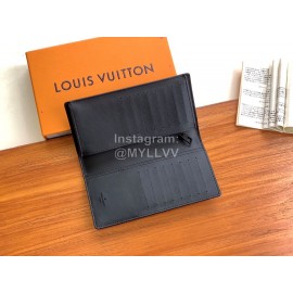Louis Vuitton Brazza Leather Embossed Long Wallets Black M69038