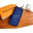 Louis Vuitton Zippy Vertical Leather Stitching Canvas Zipper Around Long Wallets Blue M30447