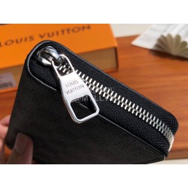 Louis Vuitton Damier Graphite Men'S Canvas Check Zipper Around Long Wallets Black N63095