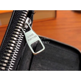 Louis Vuitton Damier Graphite Men'S Canvas Check Zipper Around Long Wallets Black N63095