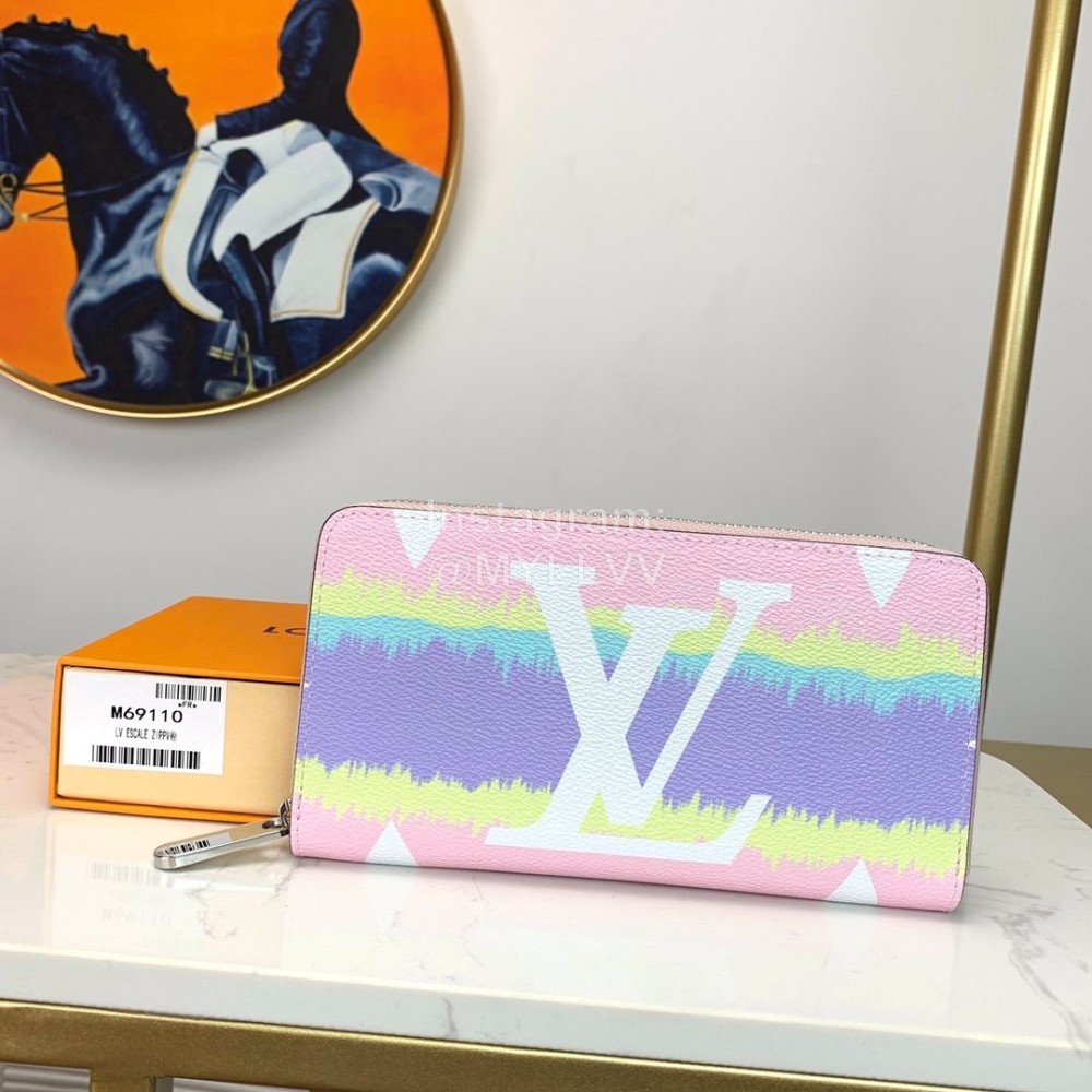 Louis Vuitton 2020 Zippy Tie-Dye Style Zipper Around Long Wallets Pink M69110