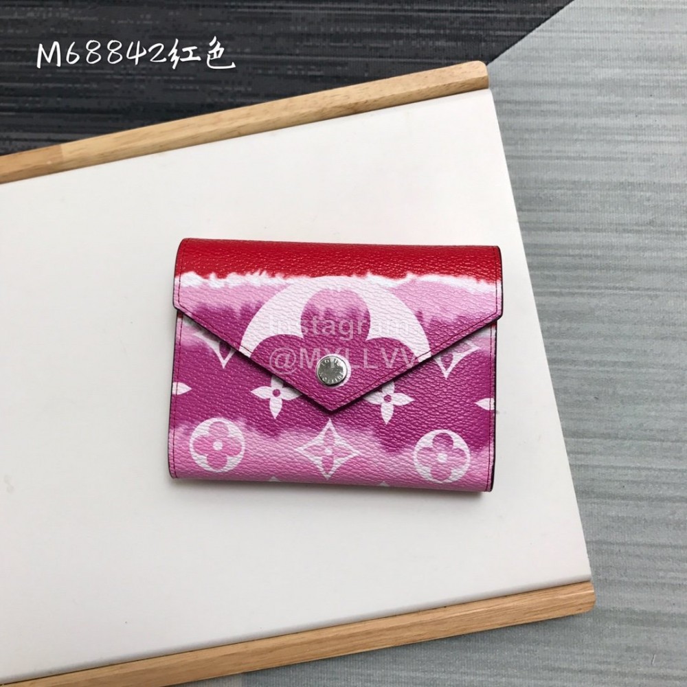 Louis Vuitton 2020 Victorine Tie-Dye Style Envelope Short Wallets Red M68842