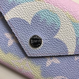 Louis Vuitton 2020 Victorine Tie-Dye Style Envelope Short Wallets Pink M69113