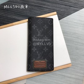 Louis Vuitton Classic Old Flower Green Lining Badge Long Wallets Black M66540