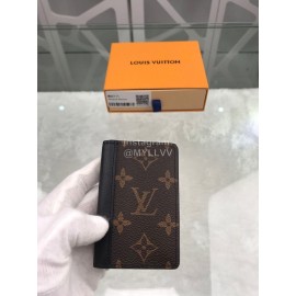 Louis Vuitton Classic Old Flower Black Leather Lining Folding Card Cases M60111