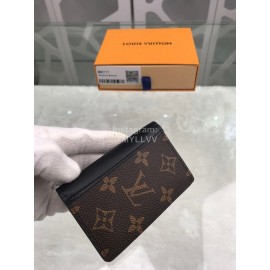 Louis Vuitton Classic Old Flower Black Leather Lining Folding Card Cases M60111