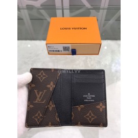 Louis Vuitton Classic Old Flower Black Leather Lining Folding Card Cases M60111