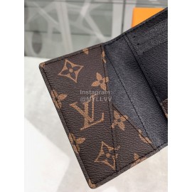 Louis Vuitton Classic Old Flower Black Leather Lining Folding Card Cases M60111