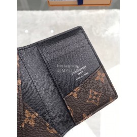 Louis Vuitton Classic Old Flower Black Leather Lining Folding Card Cases M60111