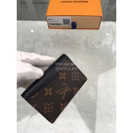 Louis Vuitton Classic Old Flower Black Leather Lining Folding Card Cases M60111