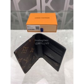 Louis Vuitton Classic Old Flower Black Leather Lining Folding Card Cases M60111