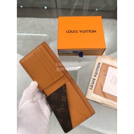 Louis Vuitton Multiple Classic Old Flower Brown Leather Lining Short Wallets M69024