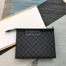 Louis Vuitton Classic Print Full Leather Fashion Medium Handbag Black N41696