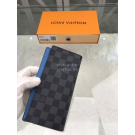 Louis Vuitton Exquisite Damier Graphite Canvas Long Two Fold Wallet Blue N60088