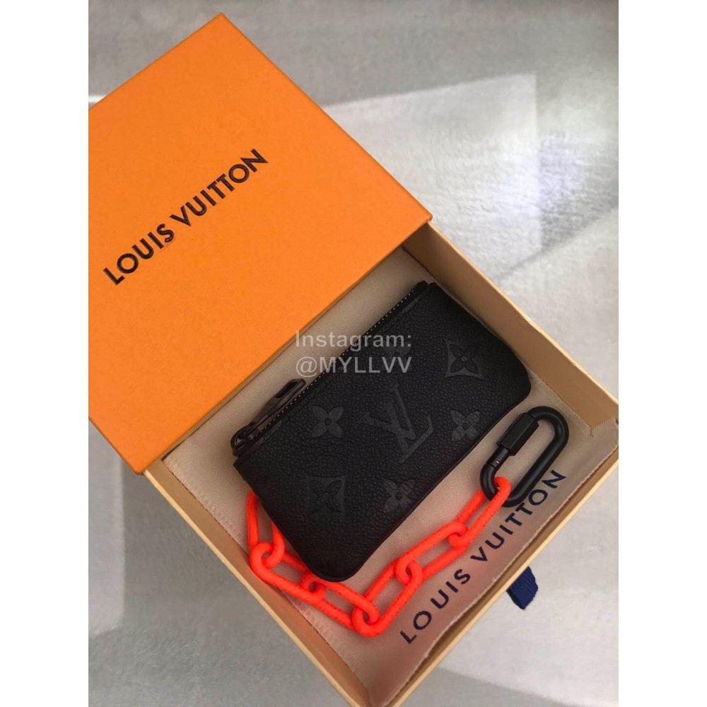 Louis Vuitton Classic Print Fashion Zipper Key Case Black M44487