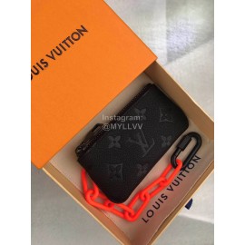 Louis Vuitton Classic Print Fashion Zipper Key Case Black M44487