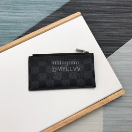 Louis Vuitton Classic Black Grey Checkered Leather Clip N64038